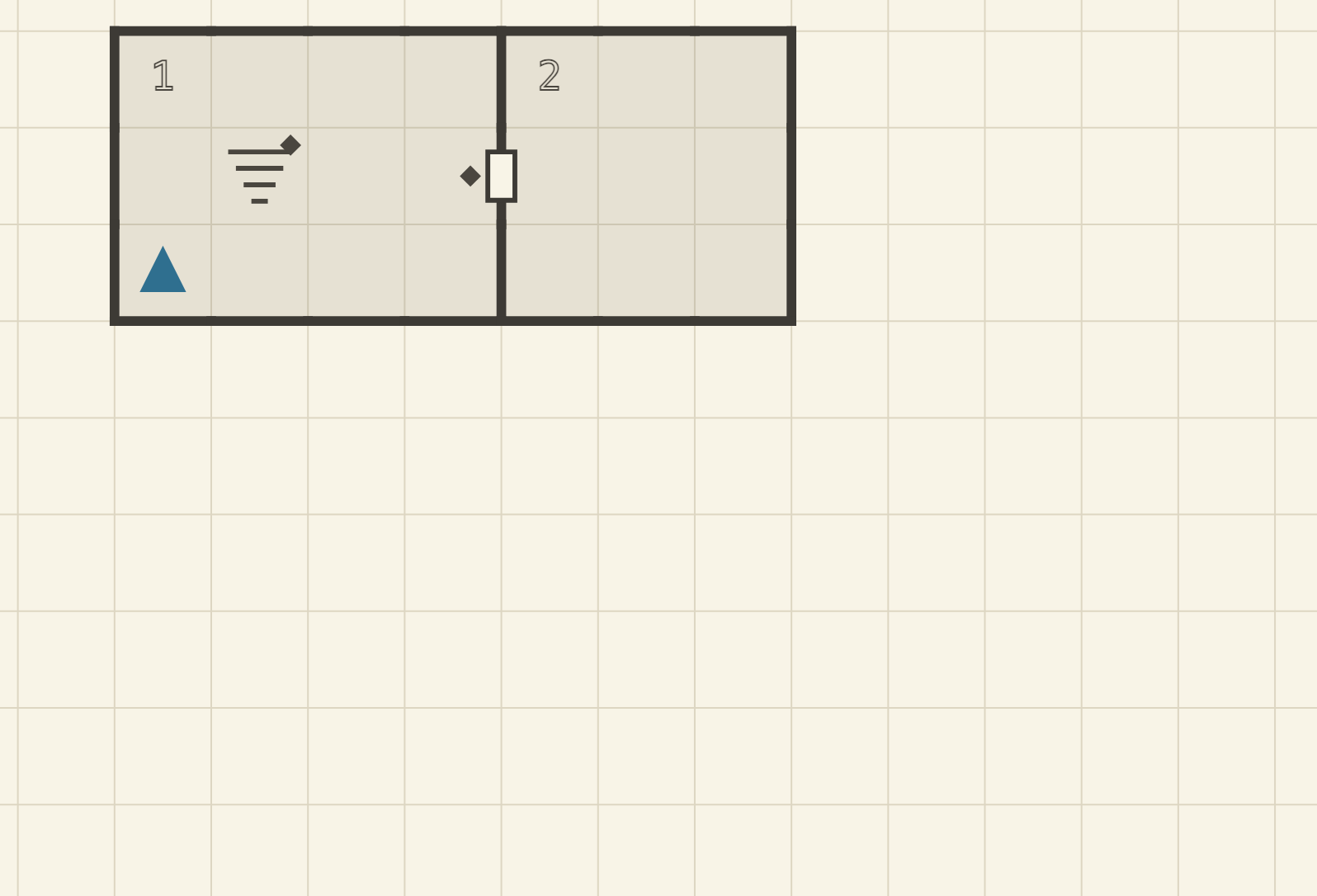 A gated door on the map: the solid gate diamond beside the door leaf