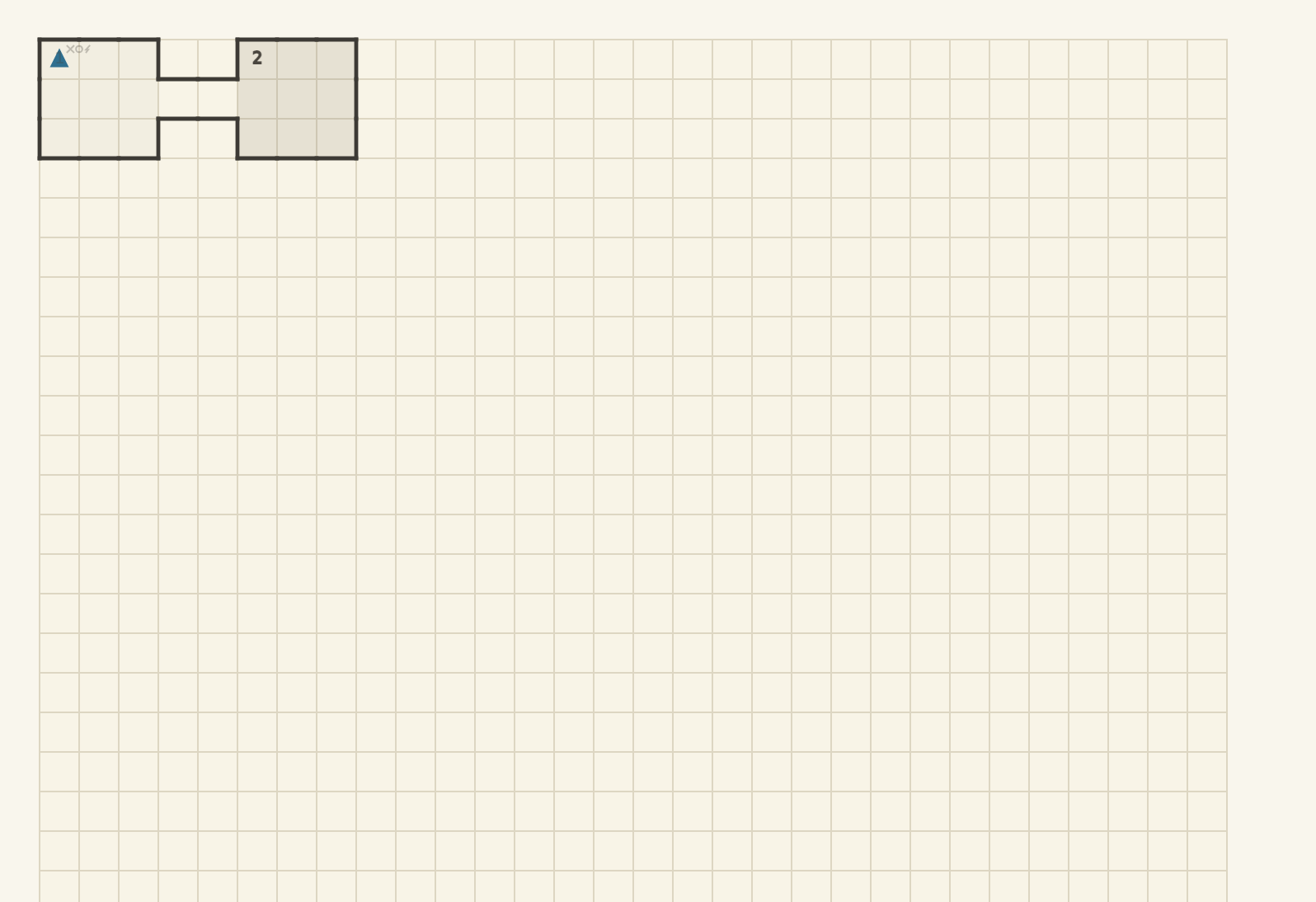 Key numbers on the map, hollow where an area is unstocked and glyphed where it holds content